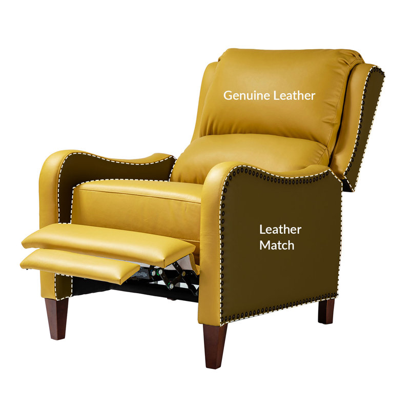 Beecher 28.75" Wide Leather Club Recliner, Yellow Full Grain Leather