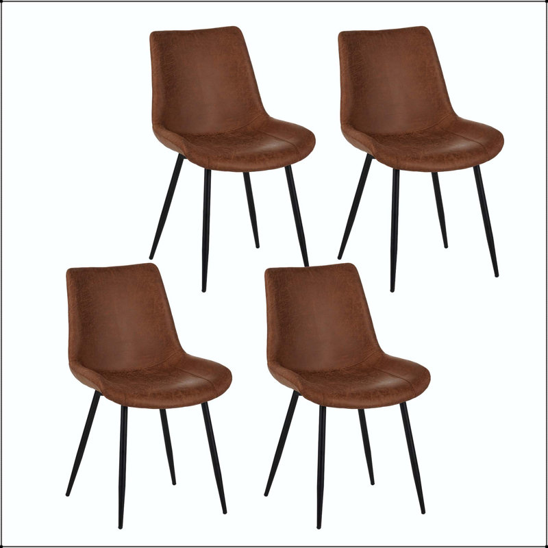 Chaise de salle à manger en similicuir avec structure en métal robuste - ensemble de 4