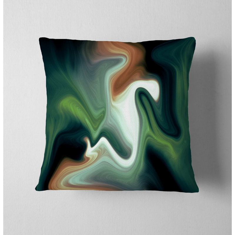 Throw Pillow With Insert, 20"H x 20"W, Brown/Green Abstract 3
