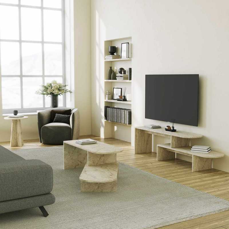 Meuble télé, Travertin