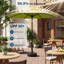 Parasol de patio rond de 10 pi avec table de marché ronde à 8 nervures avec manivelle et inclinaison à bouton-poussoir, vert-2058064600
