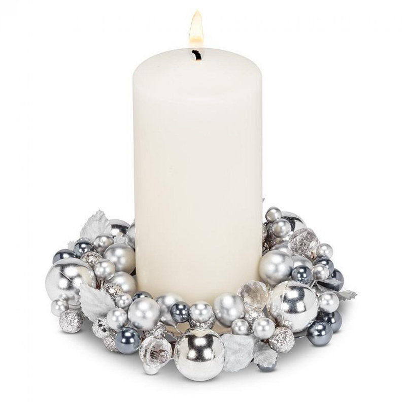 Beaded Candle Ring, Silver