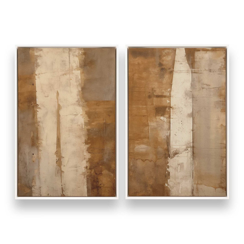 Ensemble de 2 impressions sur toile Sienna, Cadre flottant blanc opaque, H 36,75 po x l 49,5 po x P 1,75 po
