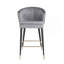 Tabouret contemporain à hauteur de comptoir rembourré en velours avec capitonnage à canaux profonds et pieds en métal doré