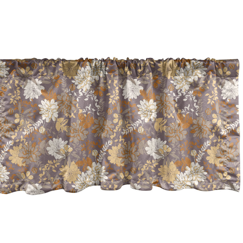 Multicolor Floral Satin Polyester Rod Pocket Valance Set
