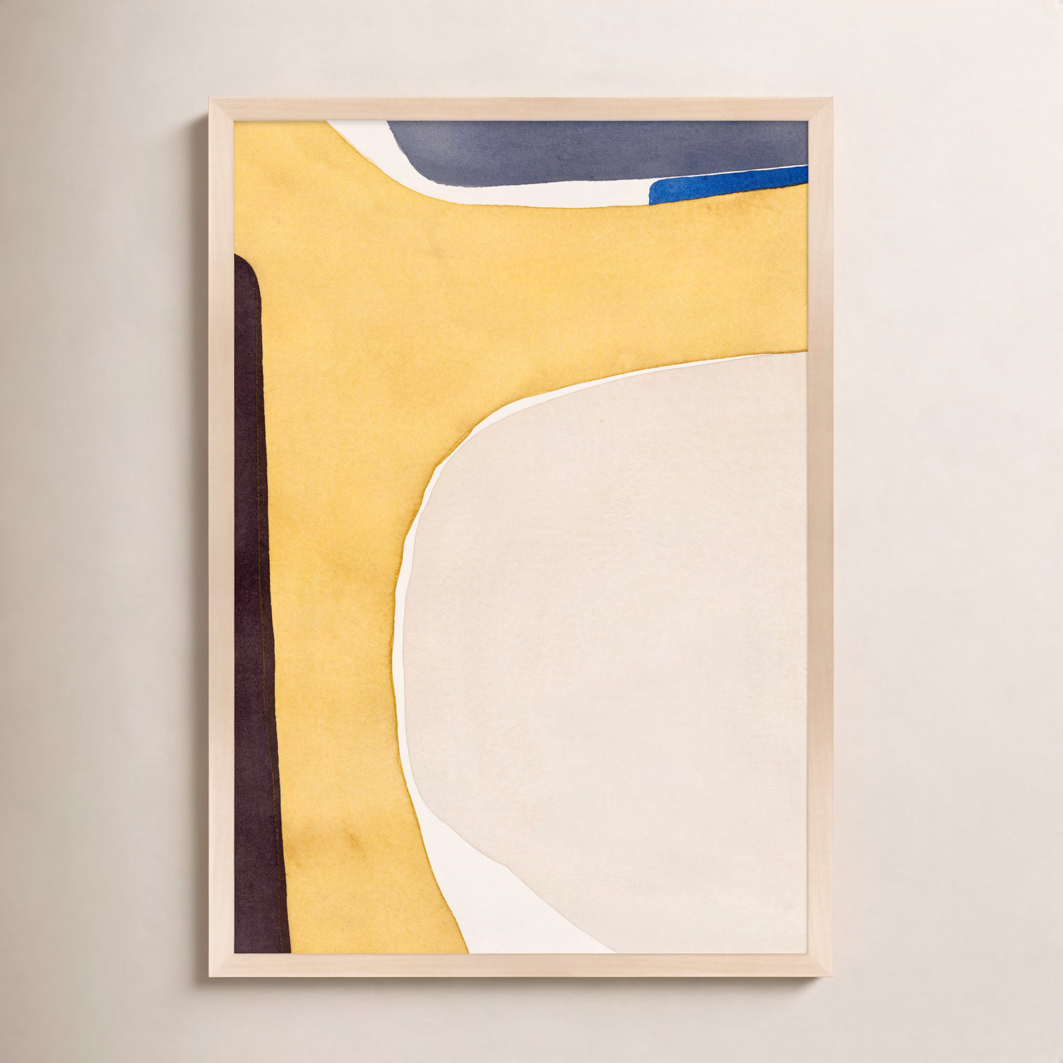 Divided "Hint of Cobalt" Print by Julia Balfour, 20" H x 14" W x 1.25" D, Maple Picture Framed Paper