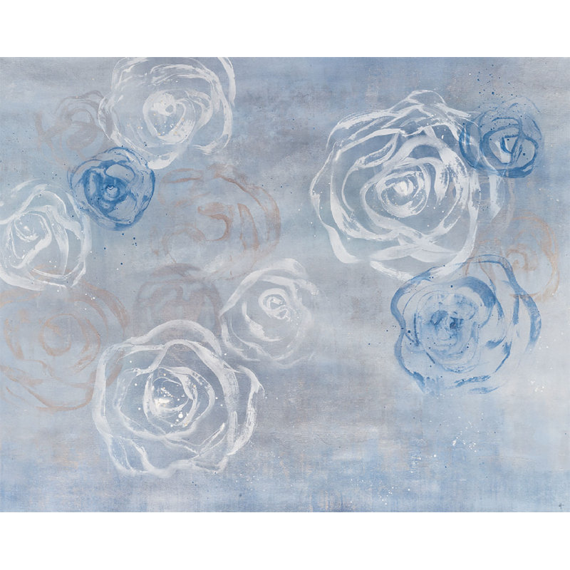 Seaside Blossoms Painting by Jennifer Hollack Raboin, Gold Frame Canvas, 40" H x 50" W x 2.25" D