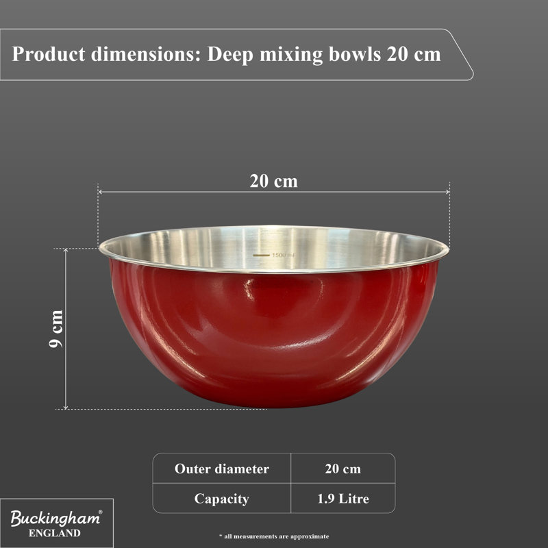 Buckingham Stainless Steel Deep Mixing Bowl  , Red
