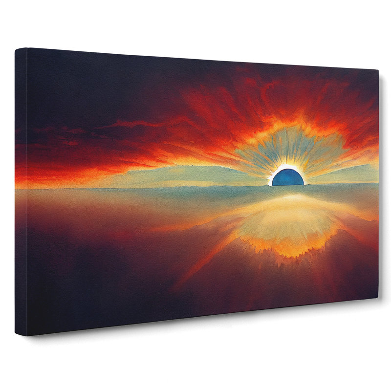XXX-H1022-WF-3188X Enlightening Sunset Seascape - Wrapped Canvas Painting