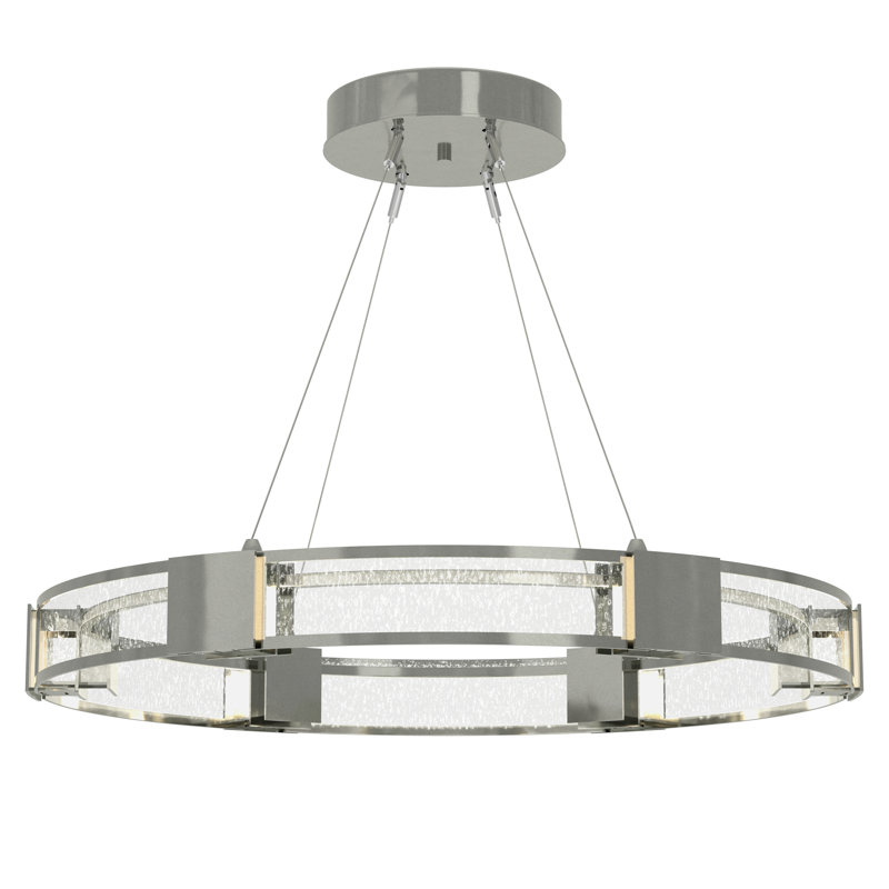 Aura Glass Ring Chandelier, Sterling, Seeded Clear Glass