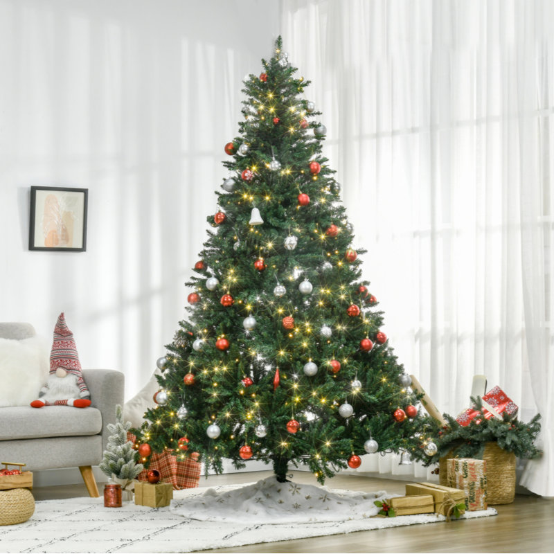 7Ft Pre-Lit Full Douglas Fir Artificial Christmas Tree With Realistic Branches, 700 Warm White LED Lights And 2154 Tips