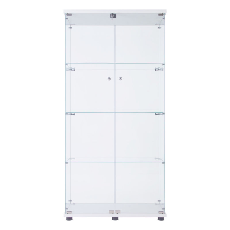 Armoire vitrée à 2 portes avec 4 lumières DEL, Blanc