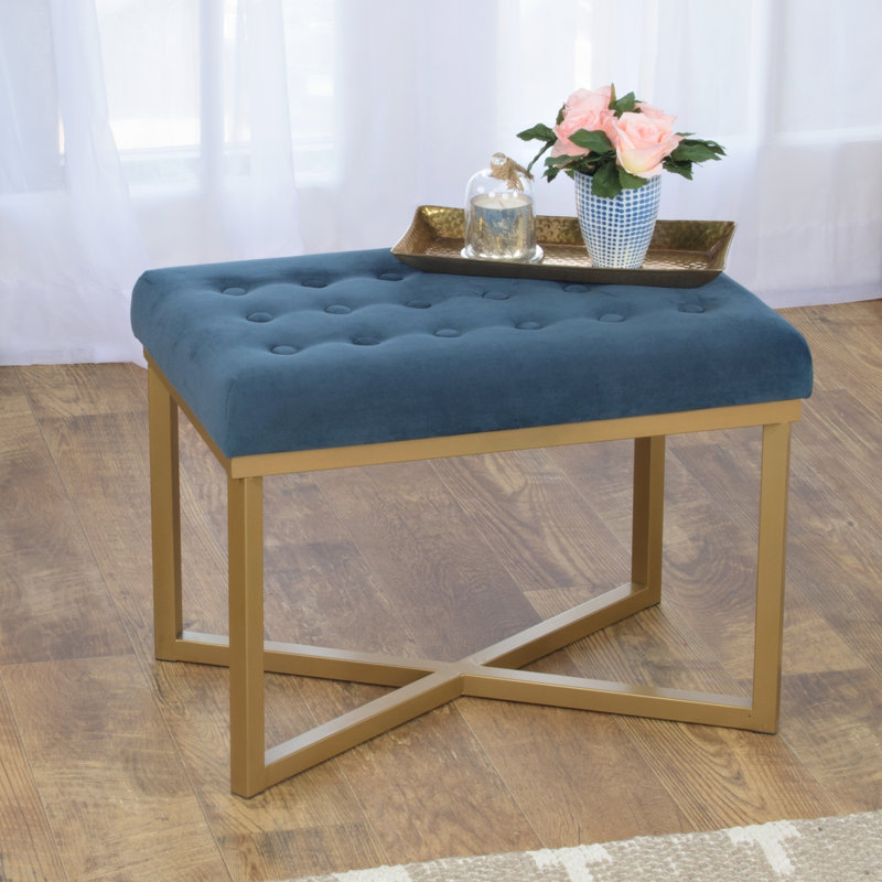 Mikey 24'' Wide Velvet Tufted Rectangle Standard Ottoman