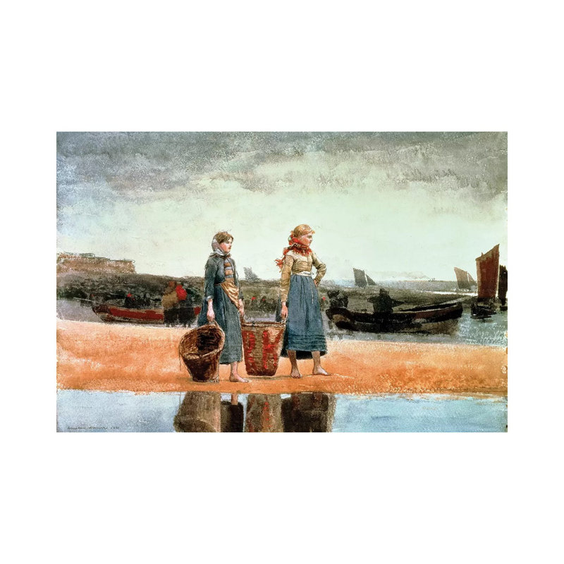 Two Girls On The Beach, Tynemouth, 1891 by Winslow Homer - Wrapped Canvas Gallery-Wrapped Canvas Giclée