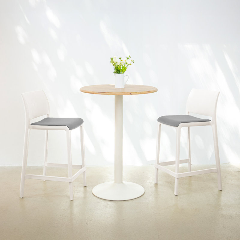 Tabouret de comptoir Sensilla, Blanc, Tabouret de comptoir (siège à une hauteur de 25,