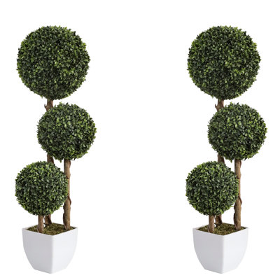 Paquet de 2 arbres à boules topiaires artificiels 35 po