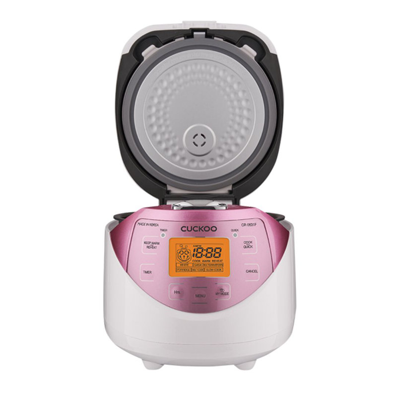 CUCKOO Micom Rice Cooker 6 Cup Uncooked / 12 Cup Cooked, Korean Fuzzy Logic Rice Cooker with Preset Timer & Keep Warm Setting, Versatile Food Steamer with Non-Stick Inner Pot, Pink (CR-0631F)