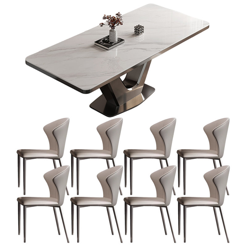 Light luxury simple rectangular dining table sets, White