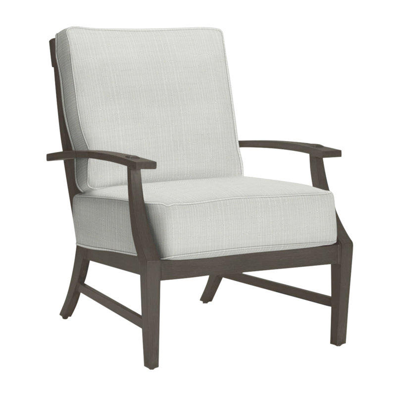 Croquet Patio Chair with Cushions, Slate Gray, Welt, Verona Silver Sunbrella®