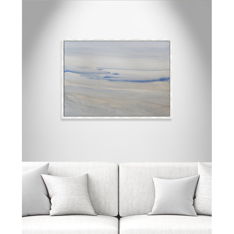 «Silent Direction Print» par S.H. Khân, L 35,5 po x H 25,5 po, Impression encadrée, Grain de bois blanc