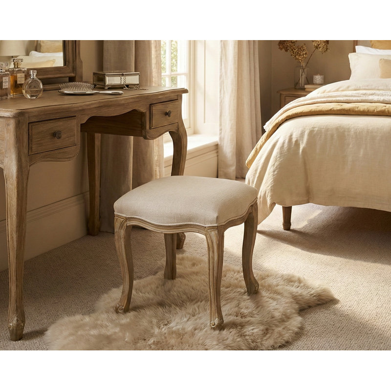Solid + Manufactured Wood Accent Stool, Beige