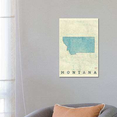 Montana Map by Hubert Roguski - Wrapped Canvas Print