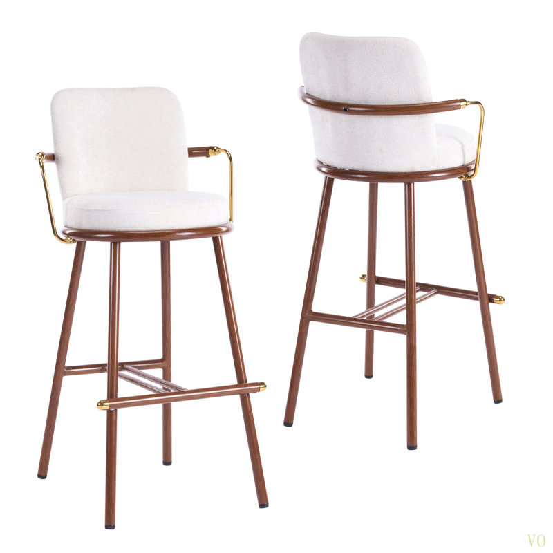 Tabouret de bar industriel moderne avec structure en métal et accoudoirs courbés