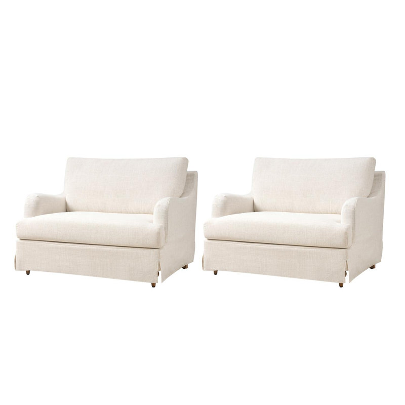 Chaise parsons surdimensionnée avec accoudoirs uniques Terren, Ivoire ivoire