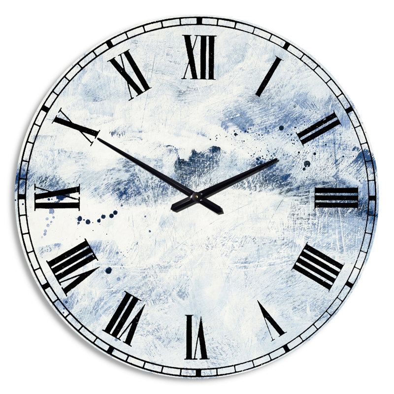 Horloge ronde bleue en métal, Grand
