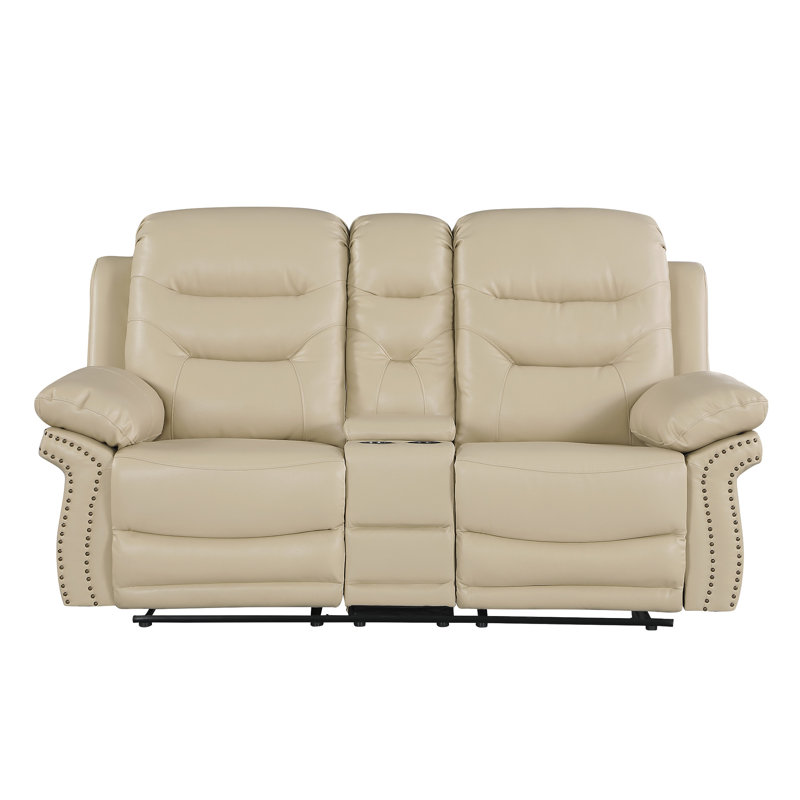 Causeuse inclinable en cuir Global, Beige