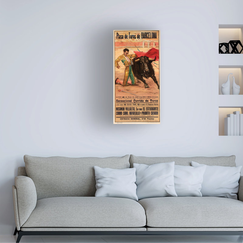 Art sur toile Marcus Jules Bull Fight, H 24 po x l 12 po