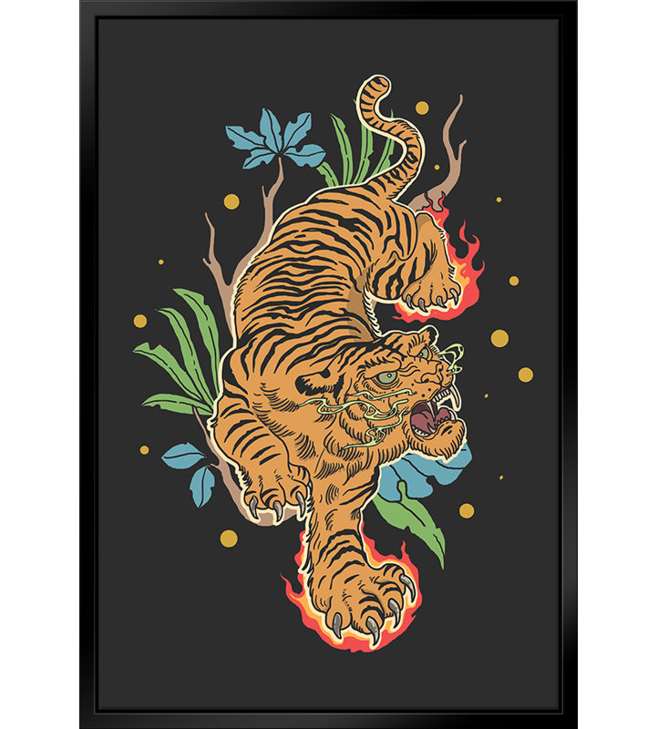 Tigre classique - estampe numérique sur toile avec cadre flottant_, L 16 po x H 20 po