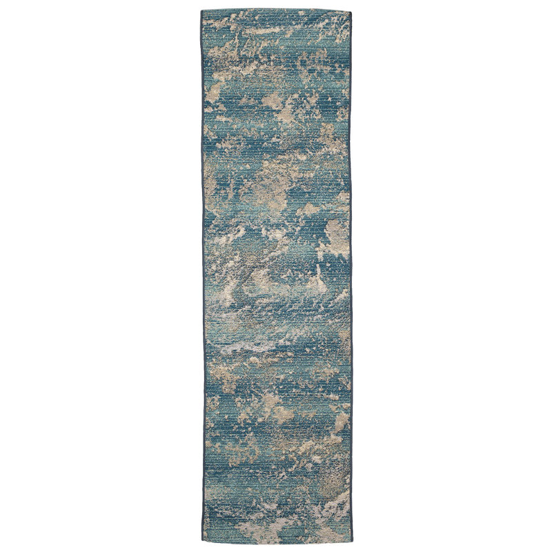 Tapis bleu Angenette, Tapis de couloir 1 pi 11 po x 7 pi 6 po