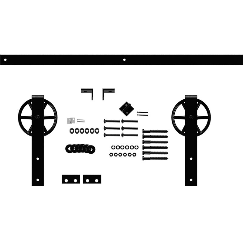 Ensemble de quincaillerie pour porte de grange standard Premium, Noir, 96 po