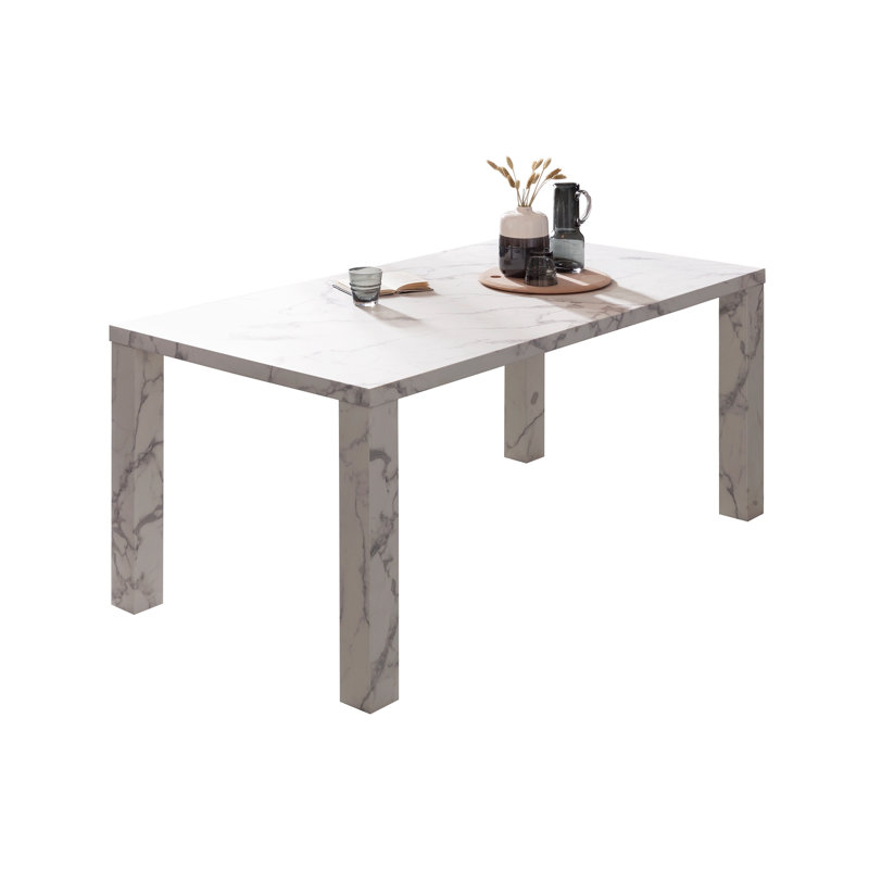 Sutphen Solid Wood Top Metal Base Dining Table, White