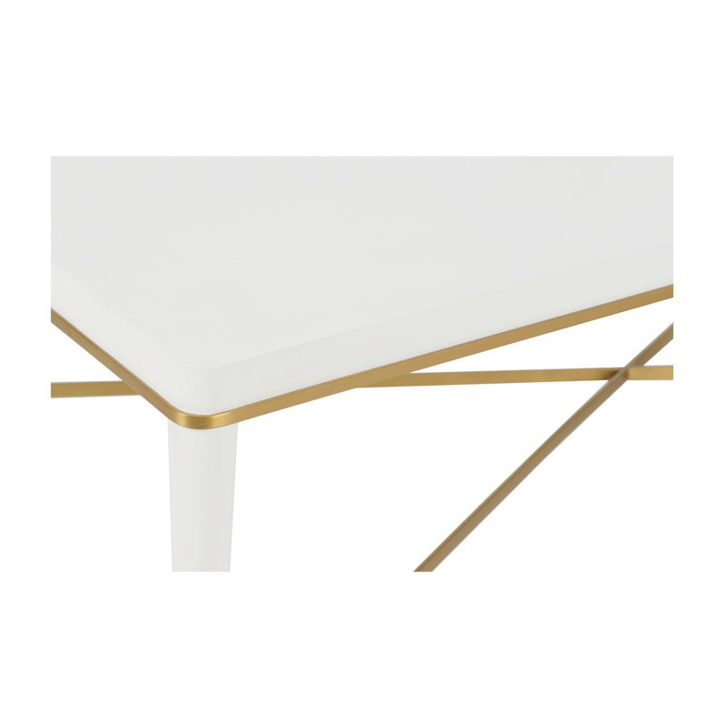Table basse Hamlet, Blanc, Blanc / Laiton antique