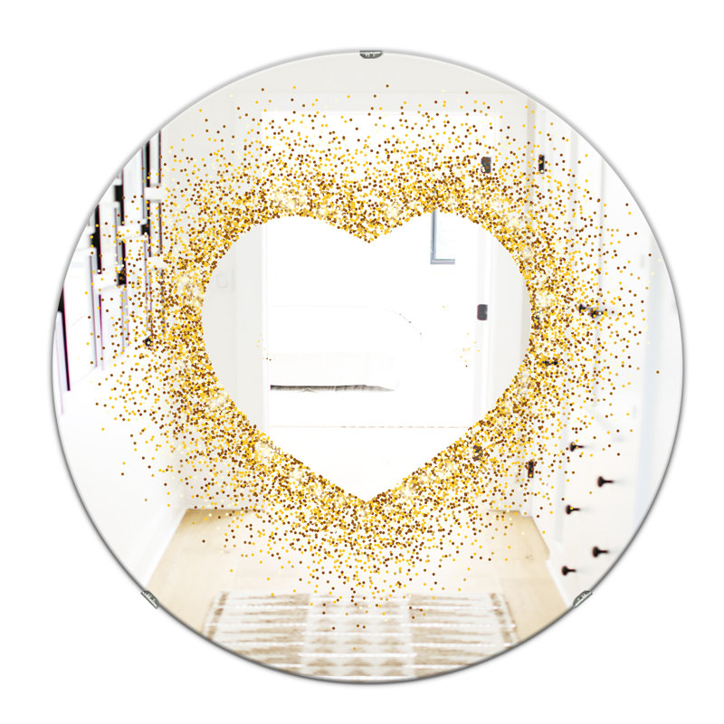 Miroir de salle de bain Glitter Heart Glam, H 23,6 po x l 23,6 po