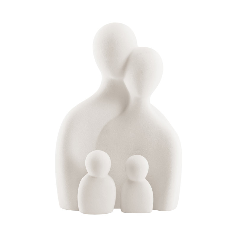 Cream Ceramic Abstract Family Sculpture Set, 10" Tall