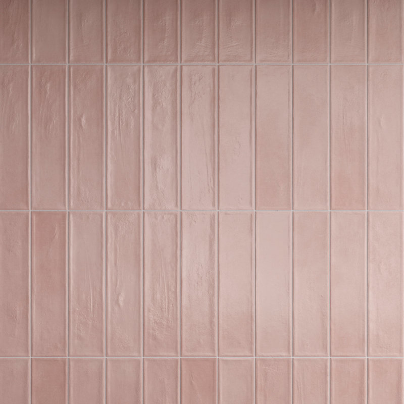 Tavira 2,95 po X 11,81 po Carreau de mur de métro en céramique satinée, Polvo rose