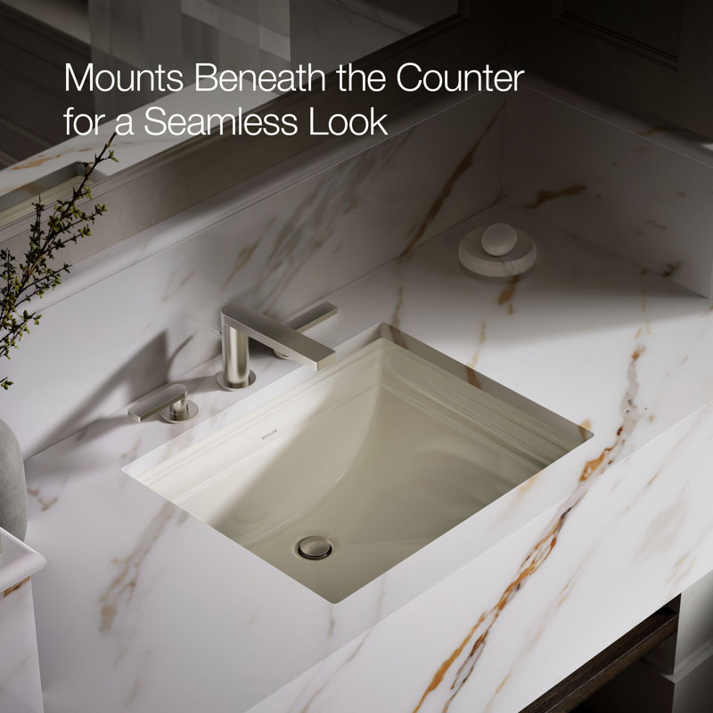 Memoirs® Vitreous China Rectangular Undermount Bathroom Sink with Overflow, Biscuit