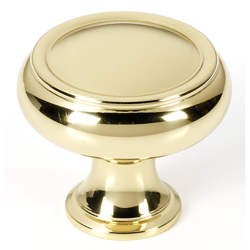 Polished Brass Round Cabinet Knob with Mounting Hardware