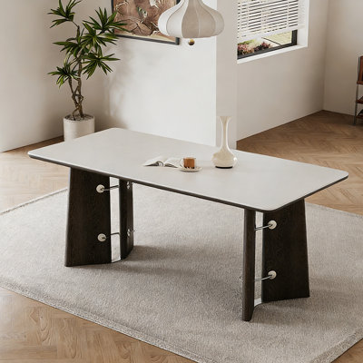 Ash Wood and Sintered stone Combination Table
