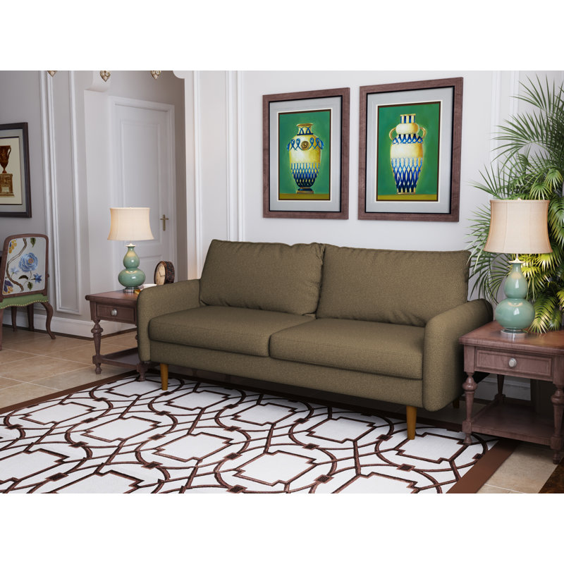 Canapé de 69,5 po à accoudoirs arrondis de style contemporain, Kaki