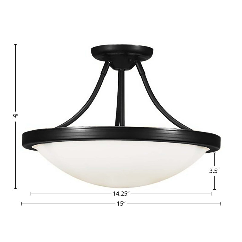 Plafonnier semi-encastré en verre Sakiko, H 9 po x l 15 po x P 15 po