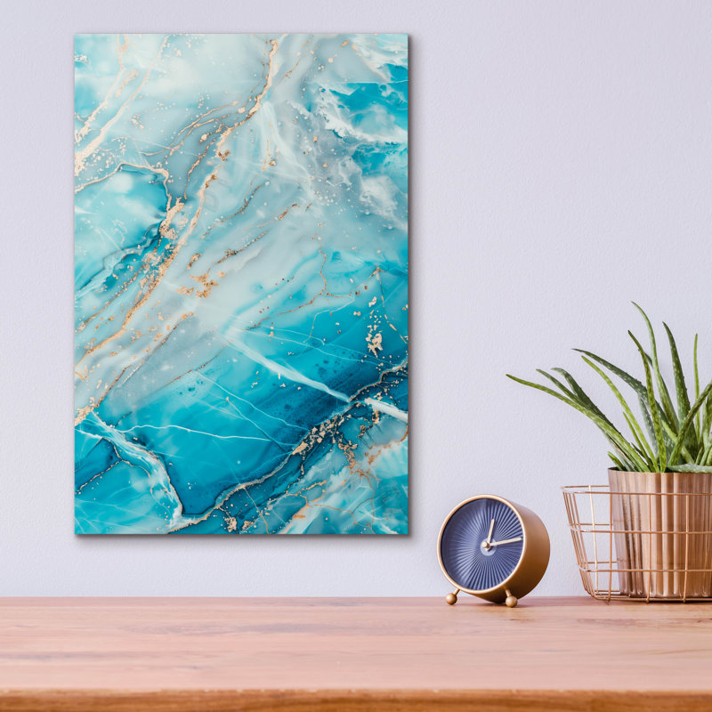  «Turquoise Crystal Layers» par Svetlana Aleynikova, art mural en verre acrylique, 12 po x 16 po