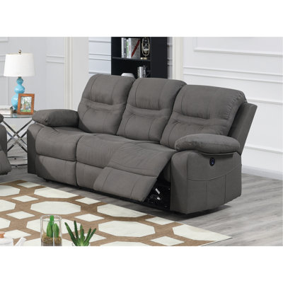 1pc Power Reclining Sofa Built In USB Port Pillow Arms Supportive Headrest Slate Blue Finish Primary Living Room Furniture