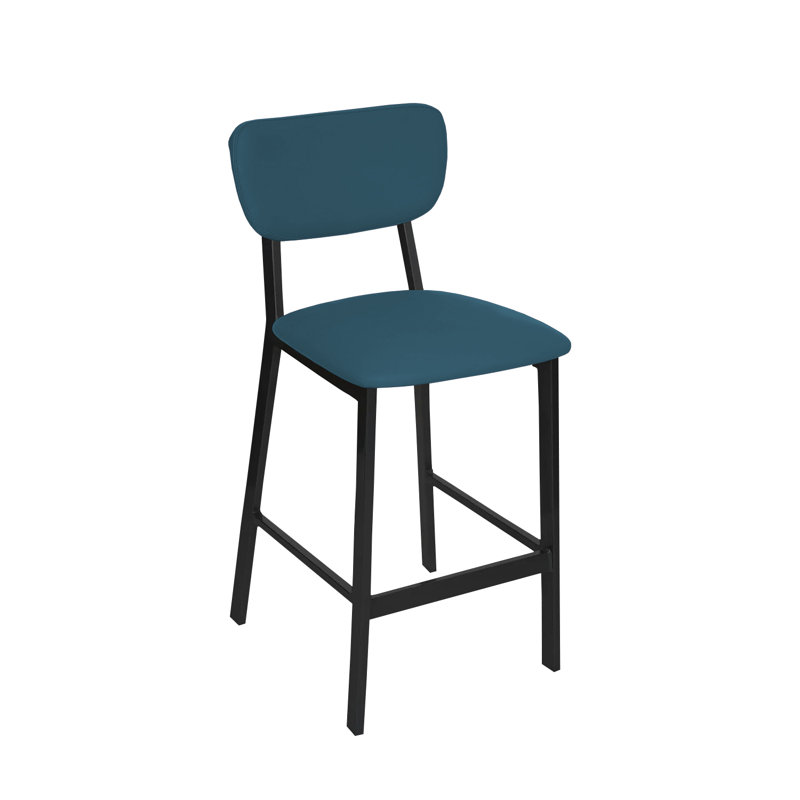 Tabouret Hamilton, siège et dossier en vinyle Tandoori de qualité 3 - structure en acier, Noir, 1, Bleu