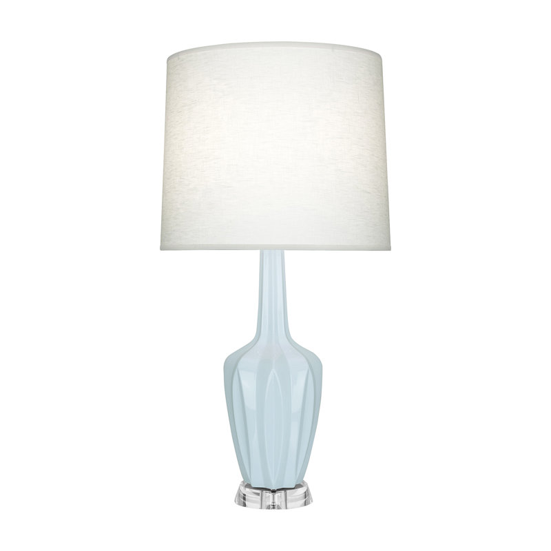 Emma Accent Lamp, 30" H x 6.25" W x 15" D, Ceramic/Metal, Baby Blue Glazed