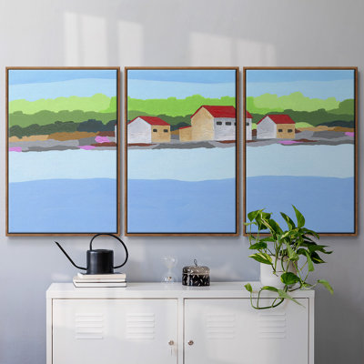 " Red Roof Landscape II " 3 - Pieces