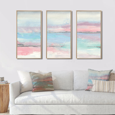 " Metallic Shabby Pink II " 3 - Pieces Painting Print